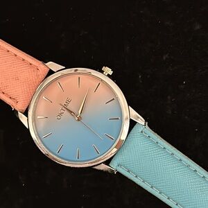 OKTime pink and Blue Oversized Ladies Watch New Battery